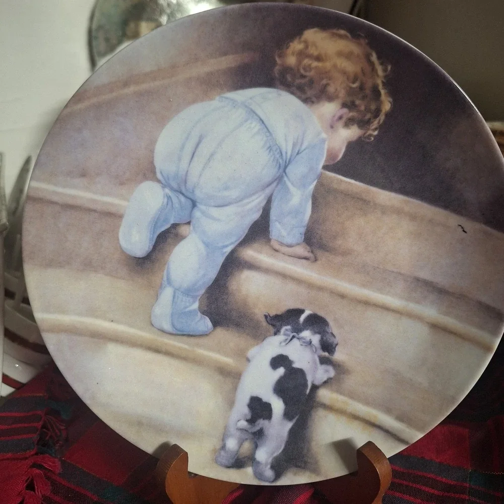 A Special Place Nitey Nite Collector Plate 2004 Toddler Puppy 102603 Blue White